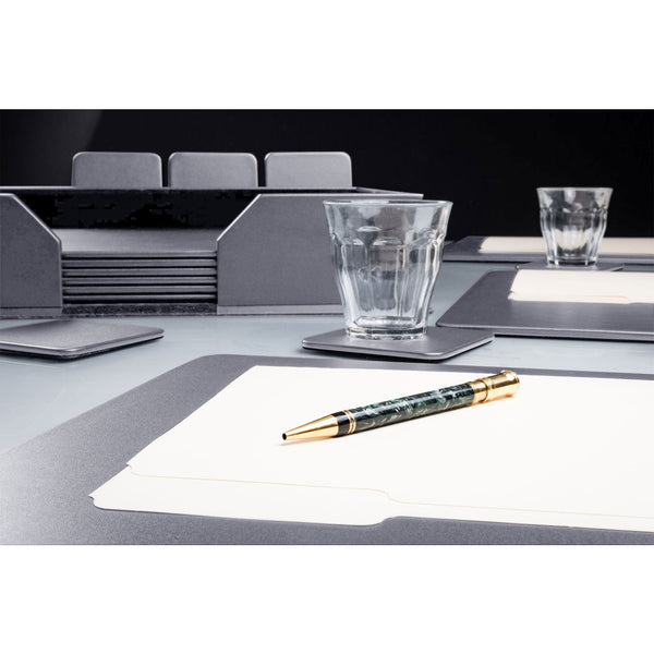 Dacasso 12 Seat Gray Leatherette Conference Room Set W/ Square Coasters