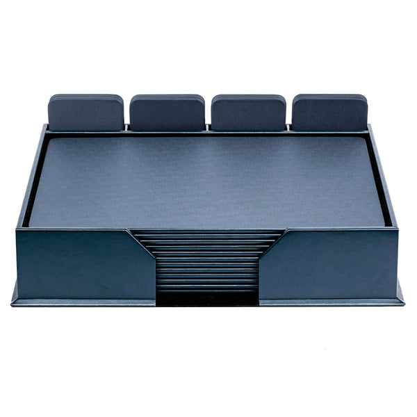 dacasso 12 Seat Navy Blue Leatherette Conference Room Set w/ Square Coasters