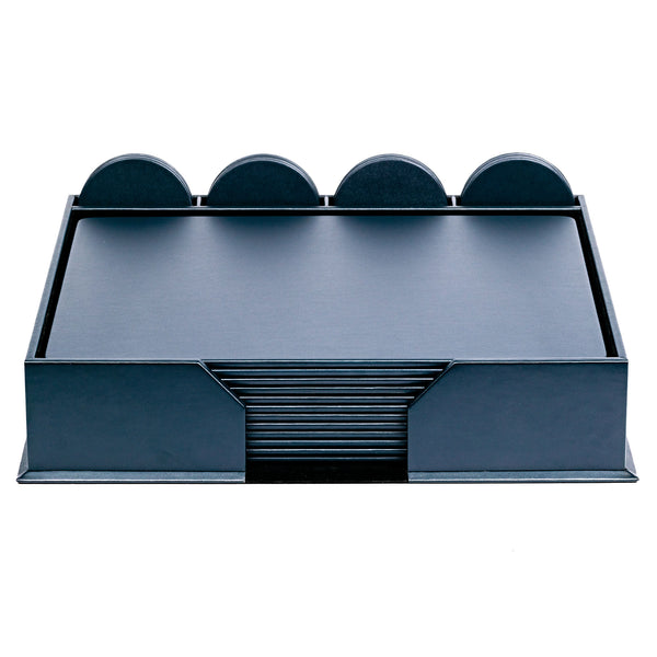 dacasso 12 Seat Navy Blue Leatherette Conference Room Set w/ Round Coasters