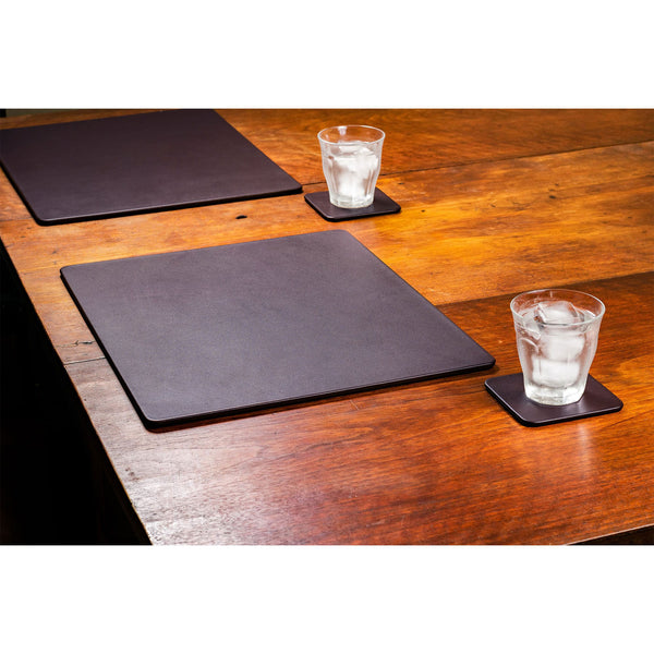 Dacasso 8 Seat Chocolate Brown Leather Conference Room Set W/ Square Coasters