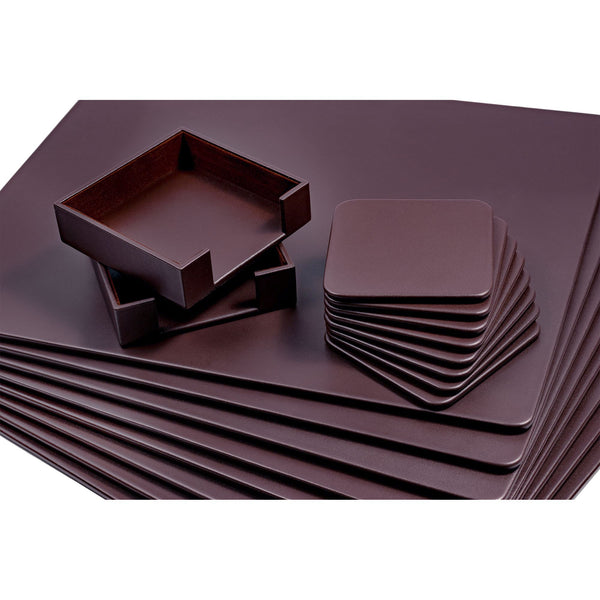 Dacasso 8 Seat Chocolate Brown Leather Conference Room Set W/ Square Coasters