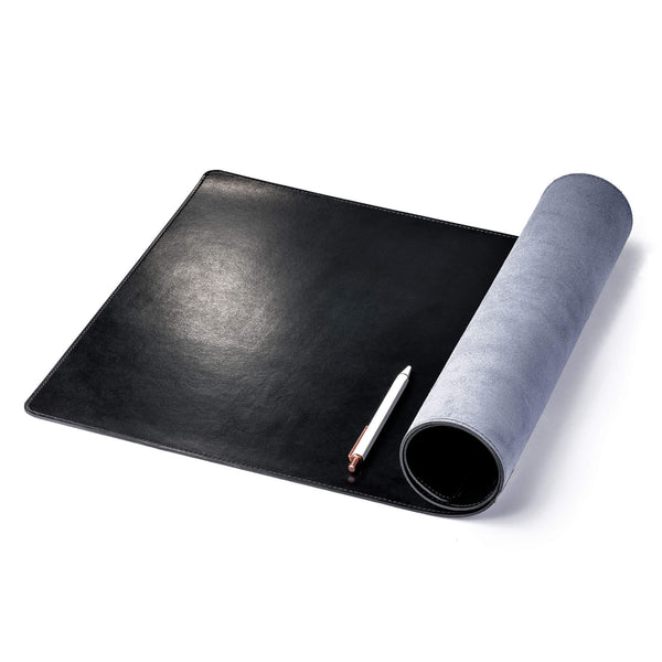 Dacasso Black Bonded Leather 32" X 15" No Core Rollable Desk Mat/Pad