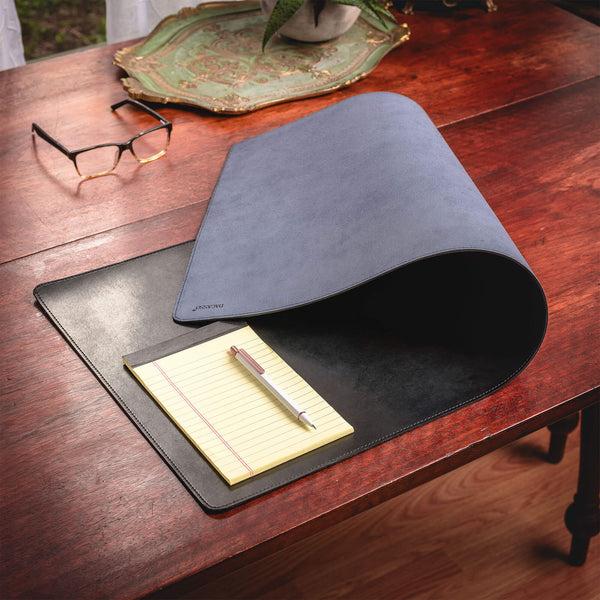 Dacasso Black Bonded Leather 32" X 15" No Core Rollable Desk Mat/Pad