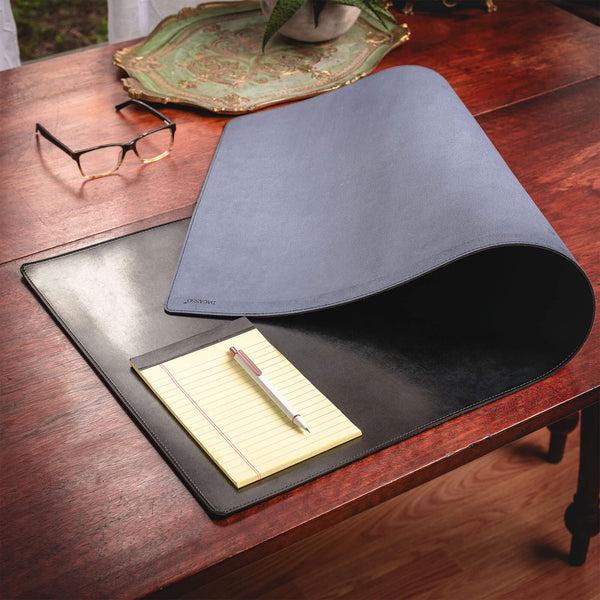 Dacasso Black Bonded Leather 36" X 17" No Core Rollable Desk Mat/Pad