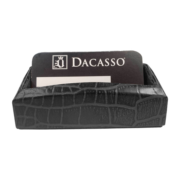 dacasso Black Crocodile Embossed Business Card Holder