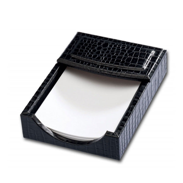 Dacasso Black Crocodile Embossed Leather 10-Piece Desk Set