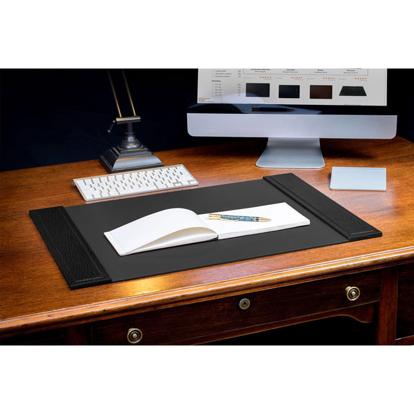 Dacasso Black Crocodile Embossed Leather 25.5" X 17.25" Side-Rail Desk Pad