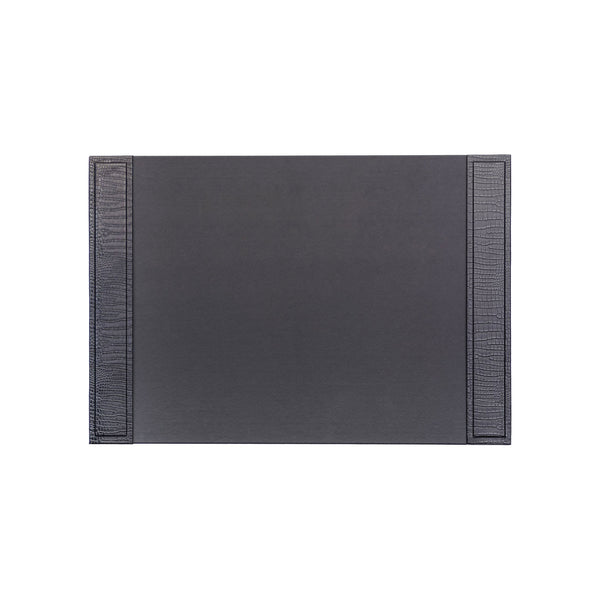dacasso Black Crocodile Embossed Leather 25.5" x 17.25" Side-Rail Desk Pad