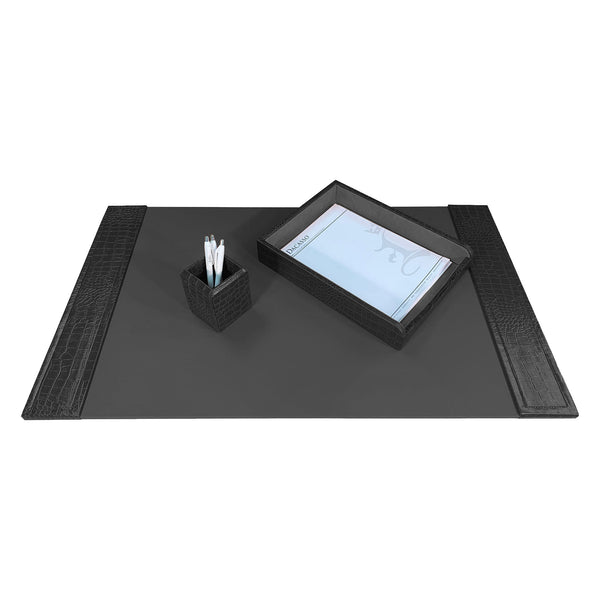 dacasso Black Crocodile Embossed Leather 3-Piece Set