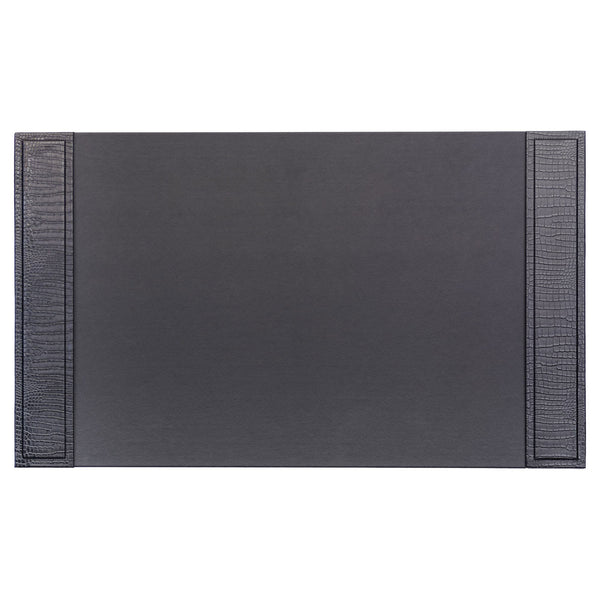 dacasso Black Crocodile Embossed Leather 34" x 20" Side-Rail Desk Pad