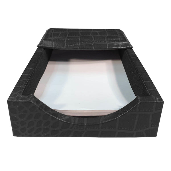 Dacasso Black Crocodile Embossed Leather 4" X 6" Memo Holder
