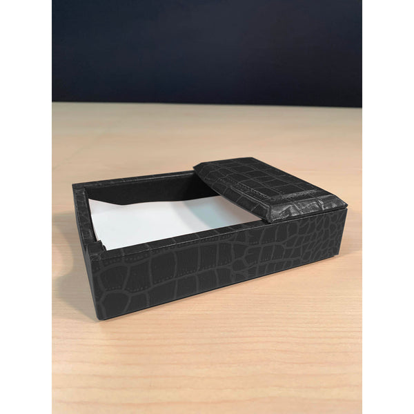 Dacasso Black Crocodile Embossed Leather 4" X 6" Memo Holder