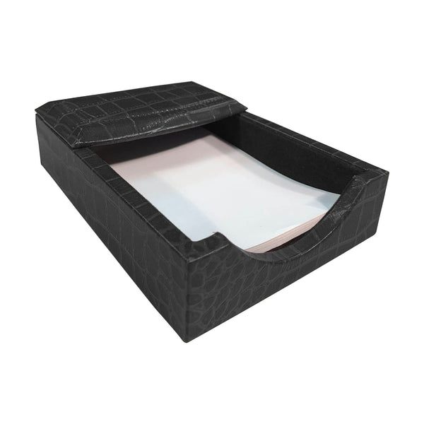 dacasso Black Crocodile Embossed Leather 4" x 6" Memo Holder