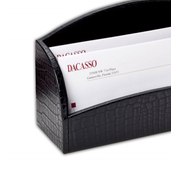Dacasso Black Crocodile Embossed Leather Letter Holder