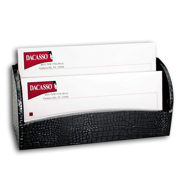 Dacasso Black Crocodile Embossed Leather Letter Holder