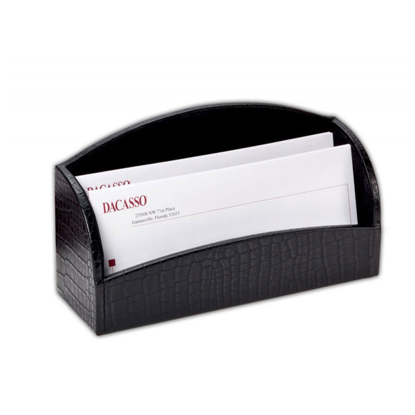 dacasso Black Crocodile Embossed Leather Letter Holder