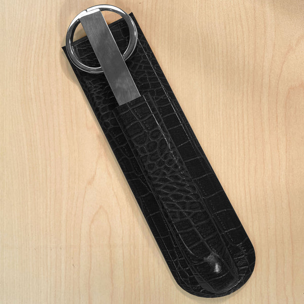 Dacasso Black Crocodile Embossed Leather Library Set