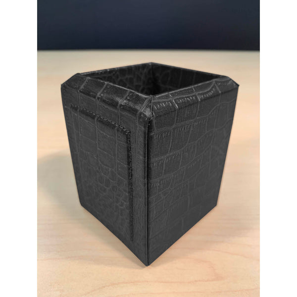 Dacasso Black Crocodile Embossed Leather Pencil Cup