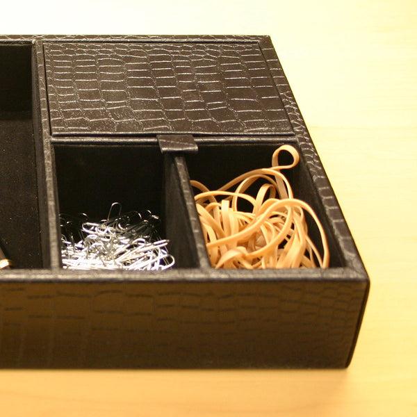 Dacasso Black Crocodile Embossed Leather Standard Valet Tray