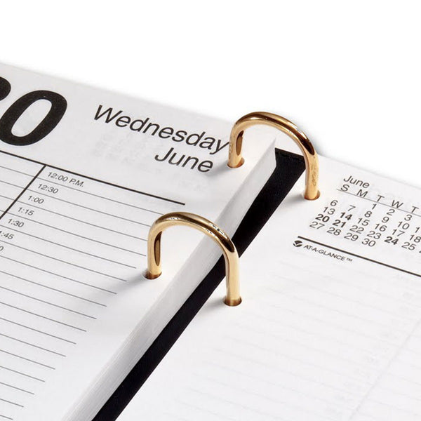 Dacasso Black Leather 3.5" X 6" Calendar Holder With Gold Accents