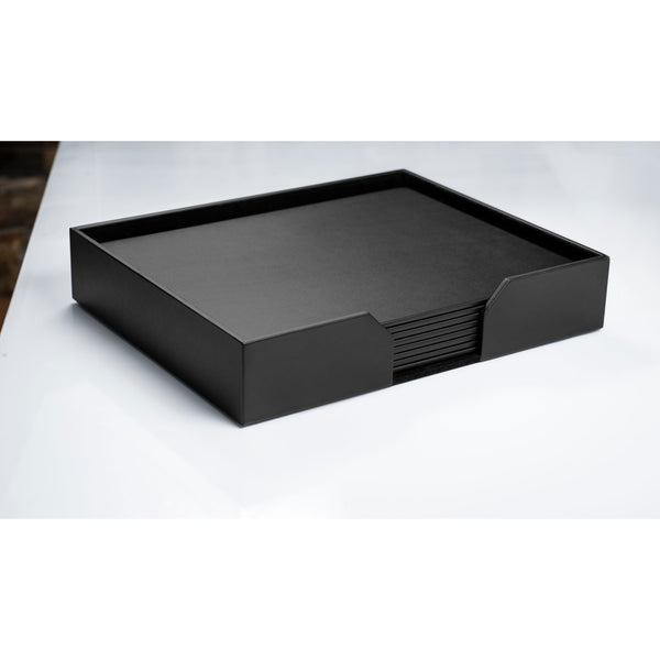 Dacasso Black Leather 9 Piece Conference Room Set 20 X 16 Size Pads