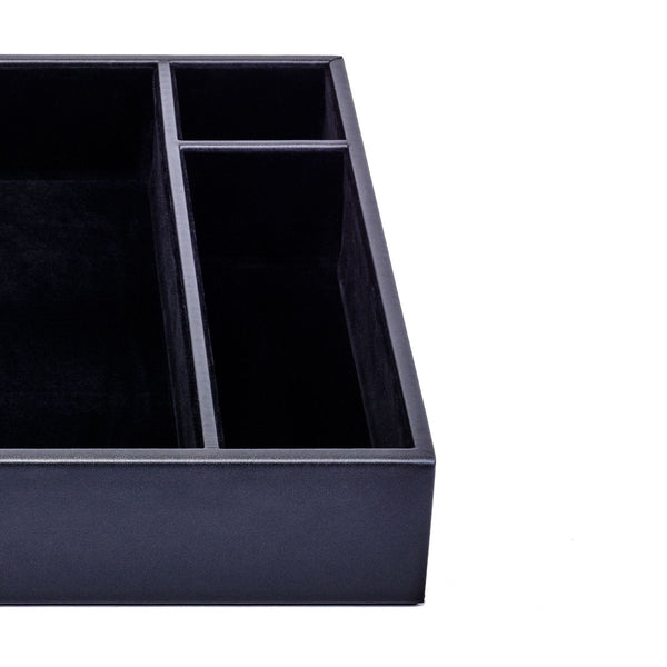 Dacasso Black Leather Conference Room Organizer Tray