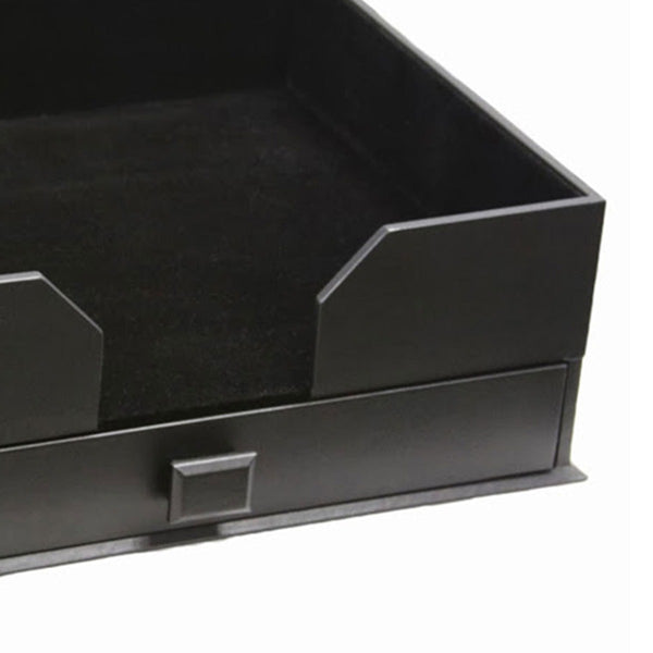 Dacasso Black Leather Deluxe 17" X 14" Conference Pad & Coaster Holder