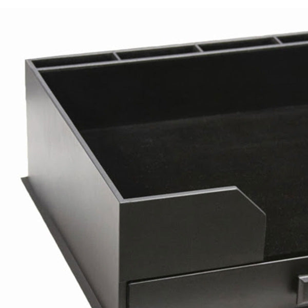 Dacasso Black Leather Deluxe 17" X 14" Conference Pad & Coaster Holder