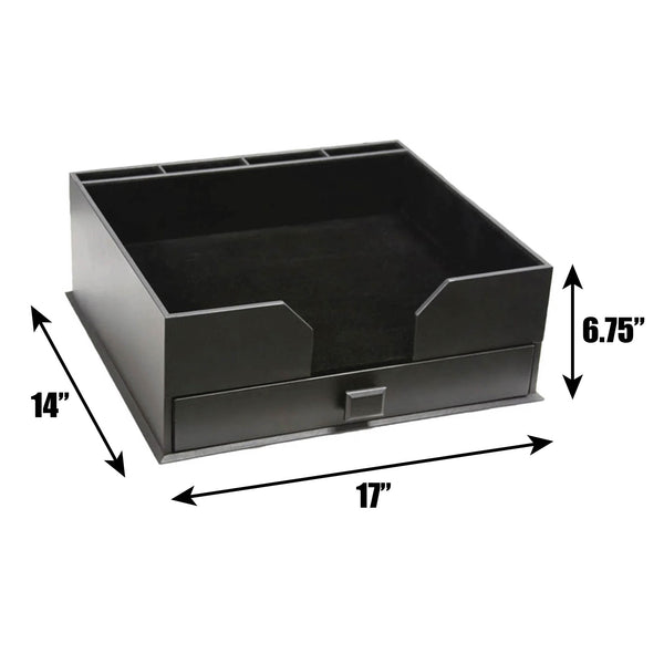 Dacasso Black Leather Deluxe 17" X 14" Conference Pad & Coaster Holder