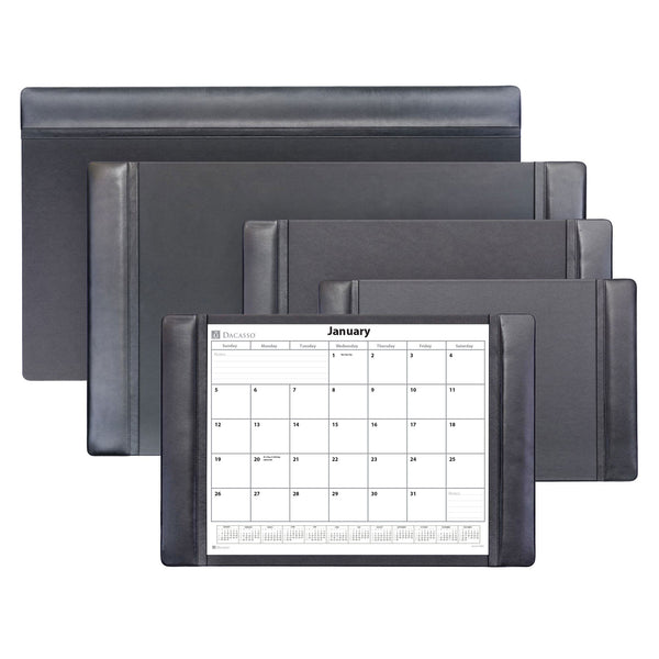 Dacasso Black Leather Desk Pad W/ 2025 Calendar Insert 25.5 X 17.25