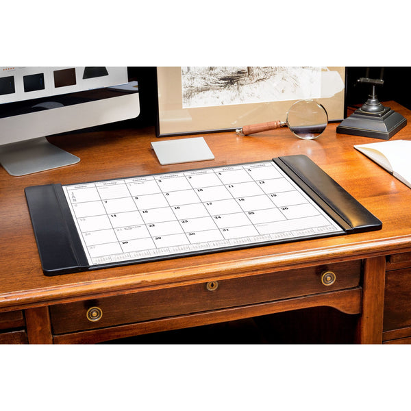 dacasso Black Leather Desk Pad w/ 2025 Calendar Insert 25.5 x 17.25