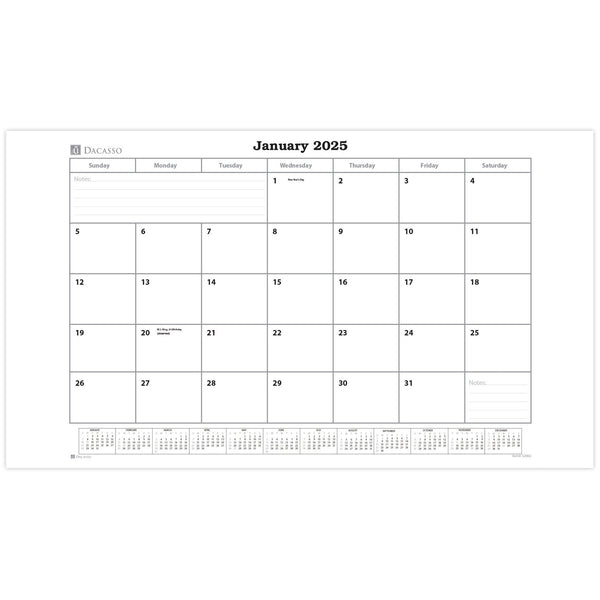Dacasso Black Leather Desk Pad W/ 2025 Calendar Insert 34 X 20