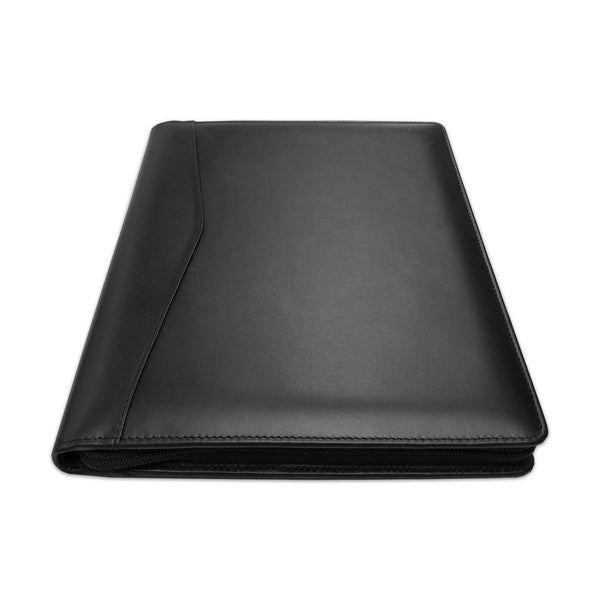 Dacasso Black Leather Enhanced Zip-Around Tablet Portfolio