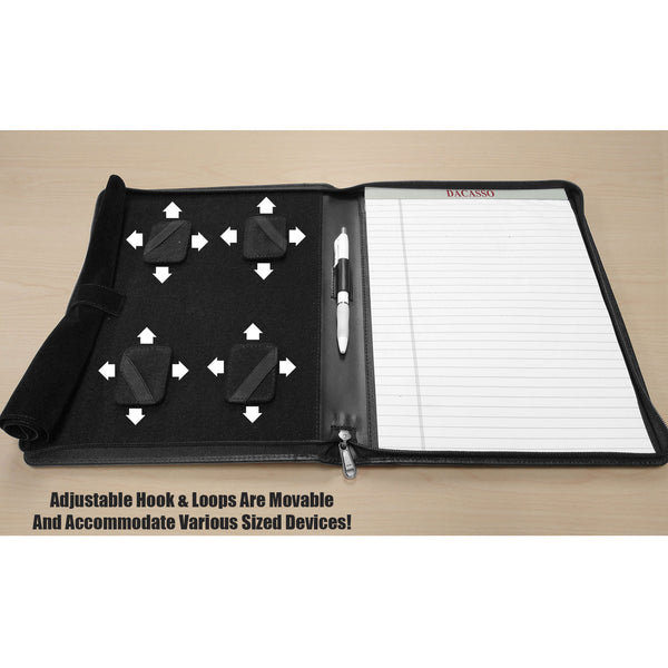 Dacasso Black Leather Enhanced Zip-Around Tablet Portfolio