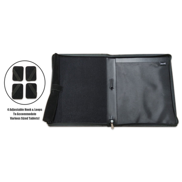 Dacasso Black Leather Enhanced Zip-Around Tablet Portfolio