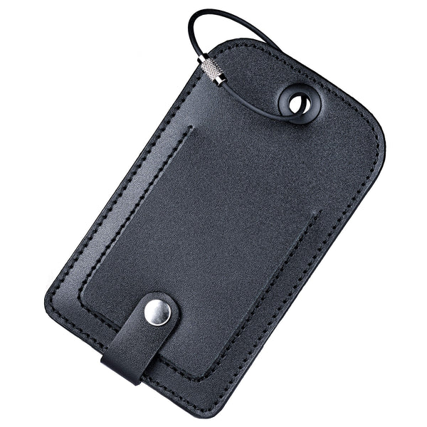 Dacasso Black Leather Luggage Tag With Plate Insert