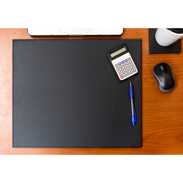 Dacasso Black Leatherette 17 X 14 Conference Table Pad W/ Black Tone-on-Tone Stitching