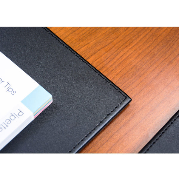 Dacasso Black Leatherette 17 X 14 Conference Table Pad W/ Black Tone-on-Tone Stitching