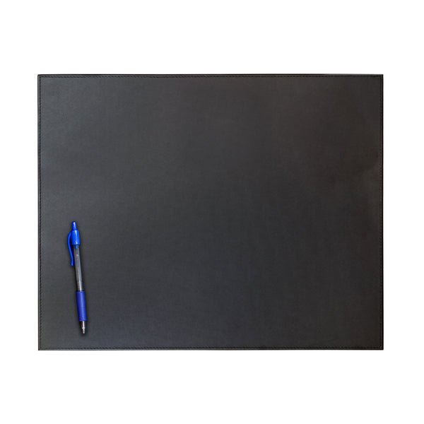 dacasso Black Leatherette 17 x 14 Conference Table Pad w/ Black Tone-on-Tone Stitching