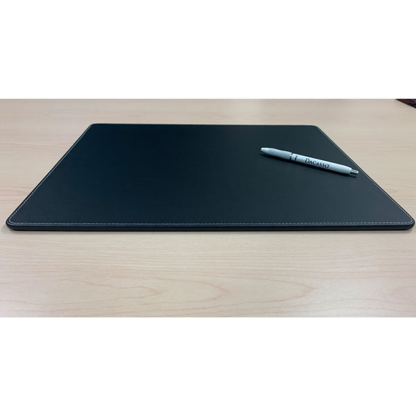 Dacasso Black Leatherette 17 X 14 Conference Table Pad W/ White Stitching