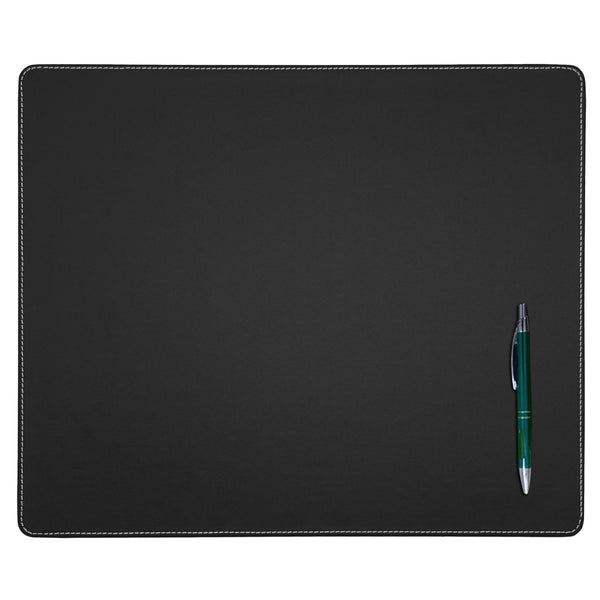 dacasso Black Leatherette 17 x 14 Conference Table Pad w/ White Stitching