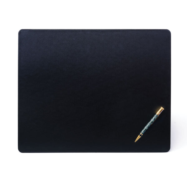 dacasso Black Leatherette 17" x 14" Conference Table Pad with Thin Metal Core