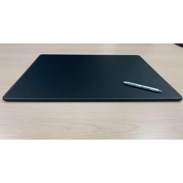Dacasso Black Leatherette 20 X 16 Conference Table Pad W/ White Stitching