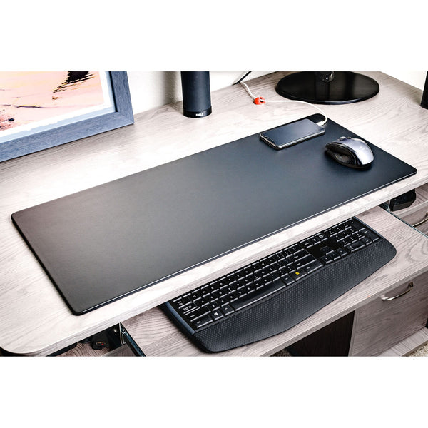 Dacasso Black Leatherette 30" X 12.5" Keyboard/Mouse Desk Mat
