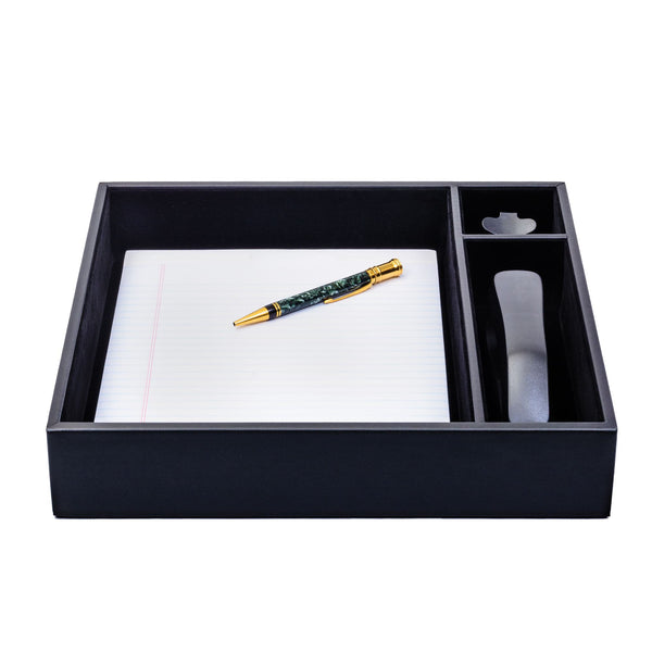 Dacasso Black Leatherette Conference Room Organizer Tray