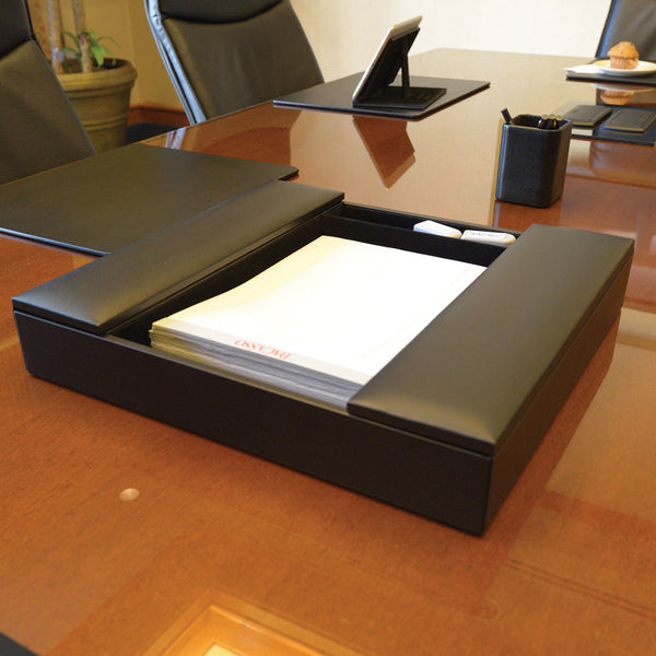 Dacasso Black Leatherette Enhanced Conference Room Organizer