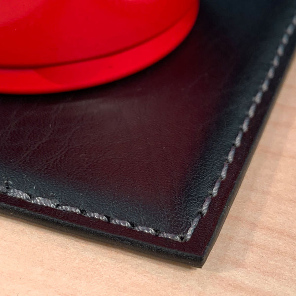 Dacasso Black Leatherette Low Profile Coaster W/ White Stitching