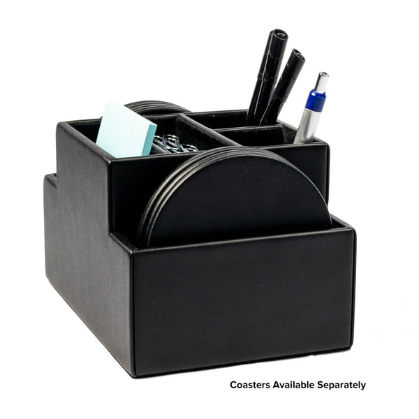 Dacasso Black Leatherette Multi-Purpose Desk Supply Organizer