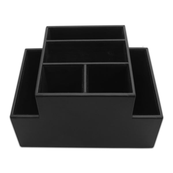 dacasso Black Leatherette Multi-Purpose Desk Supply Organizer