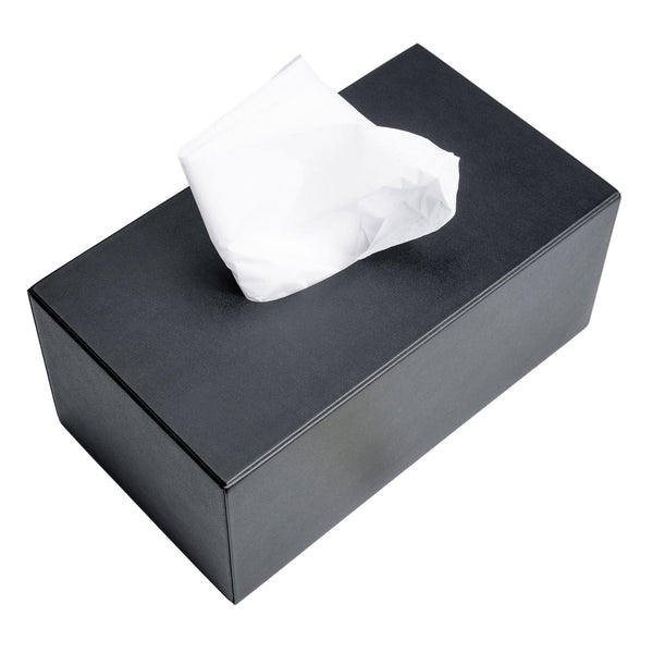 Dacasso Black Leatherette Rectangular Tissue Box Cover